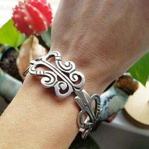 Serafin Moctezuma 1940s Heavy Sterling Silver Bracelet